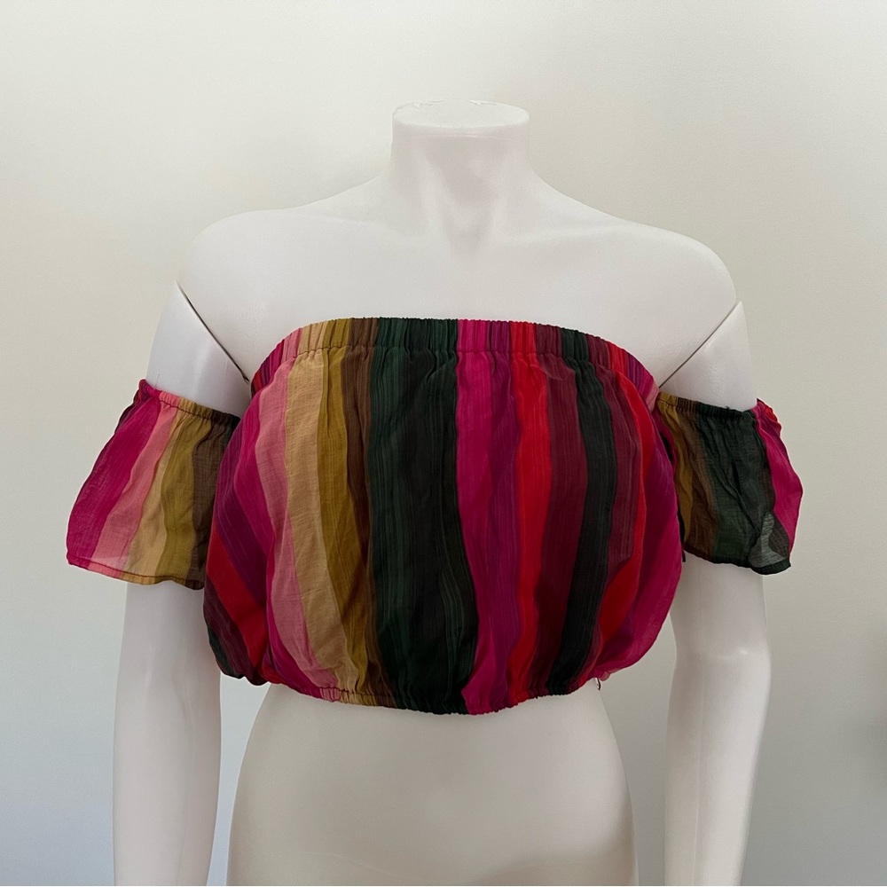 Brand new, Charlotte Russe, off the shoulder cropped multi color top